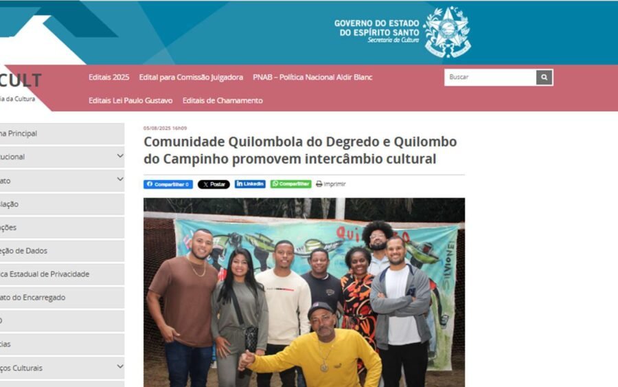 Matéria da SECULT-ES sobre o intercâmbio cultural