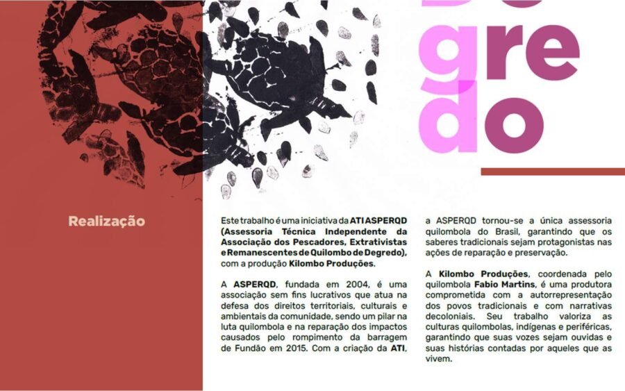Página institucional da ATI ASPERQD com a Kilombo Produções