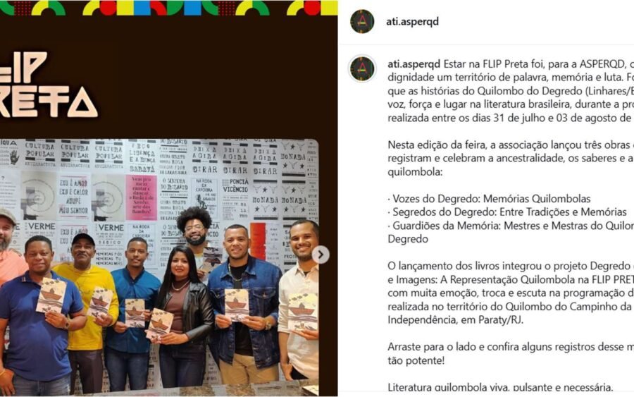 Equipe do Degredo com as três obras lançadas na FLIP Preta
