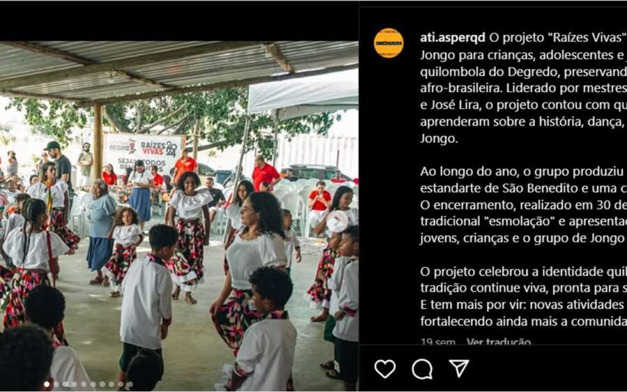 Publicação sobre as oficinas de Jongo do projeto Raízes Vivas